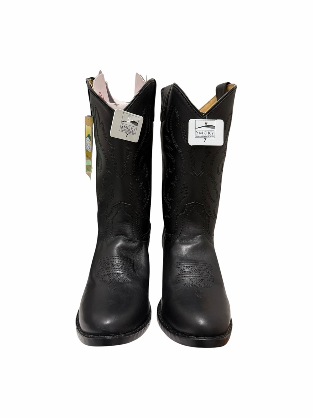 Smokey Mountain Boots Solid Black Leather Cowboy Boots